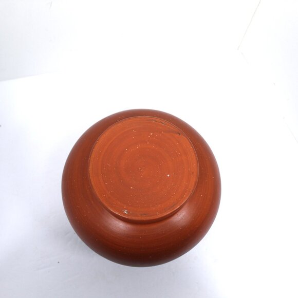 Mexican Hand Painted Terracotta Clay Jar Inside Glazed Green Geometric Design - Picture 4 of 5